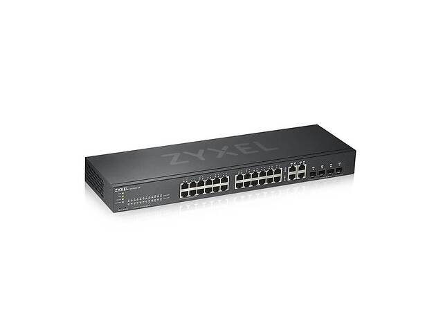 Комутатор ZYXEL GS1920-24HPv2 (GS192024HPV2-EU0101F) (24xGE PoE, 4xGE/SFP, Smart, NebulaFlex, Max PoE 375W)