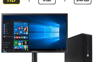 ПК+Монітор HP ProDesk 400 G3 SFF/i3-6100/8GB RAM/240GB SSD/HD 530 + Samsung LS24E65UPLX/CI/ 24' (1920x1080) PLS