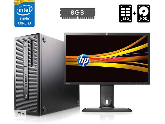 Комплект ПК: HP ProDesk 600 G1 Tower / Intel Core i3-4330 (2 (4) ядра по 3.5 GHz) / 8 GB DDR3 / 120 GB SSD + 500 GB H...