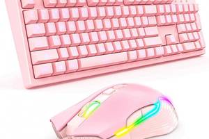 Комплект проводная игровая клавиатура и мышь ONIKUMA G25 CW905 Pink