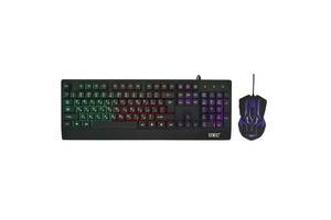 Комплект проводной игровая клавиатура и мышь UKC M-710 с RGB подсветкой Black