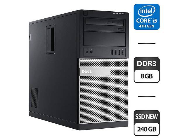 Компьютер Dell OptiPlex 9020 Tower / Intel Core i5-4570 (4 ядра по 3.2 - 3.6 GHz) / 8 GB DDR3 / 240 GB SSD / Intel HD...