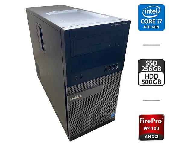 Компьютер Dell OptiPlex 9020 Tower / Intel Core i7-4790 (4 (8) ядра по 3.6 - 4.0 GHz) / 16 GB DDR3 / 256 GB SSD + 500...