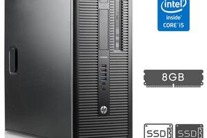 Компьютер HP EliteDesk 800 G1 Tower / Intel Core i5-4570 (4 ядра по 3.2 - 3.6 GHz) / 8 GB DDR3 / 120 GB SSD NEW + 120...