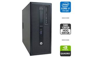 Компьютер HP EliteDesk 800 G1 Tower / Intel Core i7-4770 (4 (8) ядра по 3.4 - 3.9 GHz) / 16 GB DDR3 / 128 GB SSD + 50...