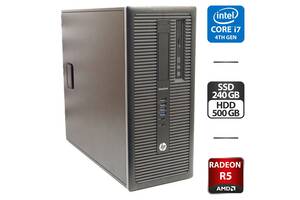 Компьютер HP EliteDesk 800 G1 Tower / Intel Core i7-4790 (4 (8) ядер по 3.6 - 4.0 GHz) / 8 GB DDR3 / 240 GB SSD + 500...