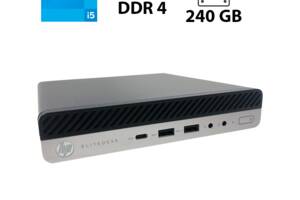 Компьютер HP EliteDesk 800 G4 Tiny / Intel Core i5-8400T (6 ядер по 1.7 - 3.3 GHz) / 16 GB DDR4 / 240 GB SSD / Intel...