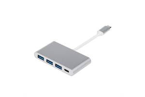 Концентратор Atcom 3хUSB3.0 USB Type-C 0.1 м Silver (12808)