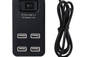 Концентратор USB-хаб RIAS P-1601 4 порта USB 2.0 с выключателем Black (3_02361)