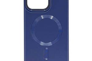 Кожаный чехол Epik Bonbon Leather Metal Style with MagSafe Apple iPhone 12 Pro / 12 6.1' Синий / Navy Blue