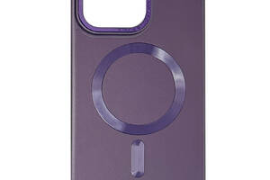 Кожаный чехол Epik Bonbon Leather Metal Style with MagSafe Apple iPhone 12 Pro / 12 6.1' Фиолетовый / Dark Purple