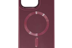 Кожаный чехол Epik Bonbon Leather Metal Style with MagSafe Apple iPhone 12 Pro Max 6.7' Бордовый / Plum