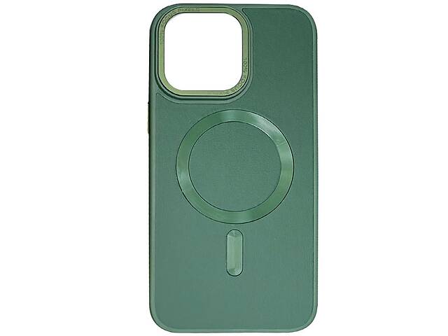 Кожаный чехол Epik Bonbon Leather Metal Style with MagSafe Apple iPhone 12 Pro Max 6.7' Зеленый / Pine green