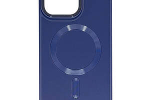 Кожаный чехол Epik Bonbon Leather Metal Style with MagSafe Apple iPhone 13 6.1' Синий / Navy Blue