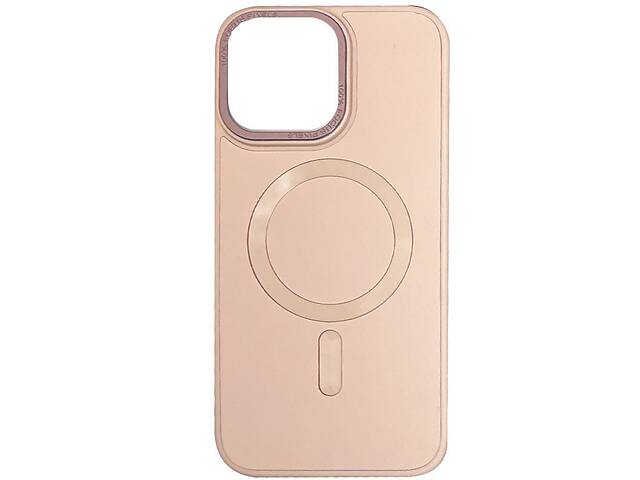 Кожаный чехол Epik Bonbon Leather Metal Style with MagSafe Apple iPhone 13 Pro 6.1' Розовый / Light pink