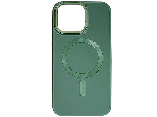 Кожаный чехол Epik Bonbon Leather Metal Style with MagSafe Apple iPhone 13 Pro Max 6.7' Зеленый / Pine green