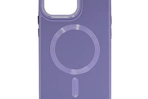 Кожаный чехол Epik Bonbon Leather Metal Style with MagSafe Apple iPhone 14 6.1' Серый / Lavender