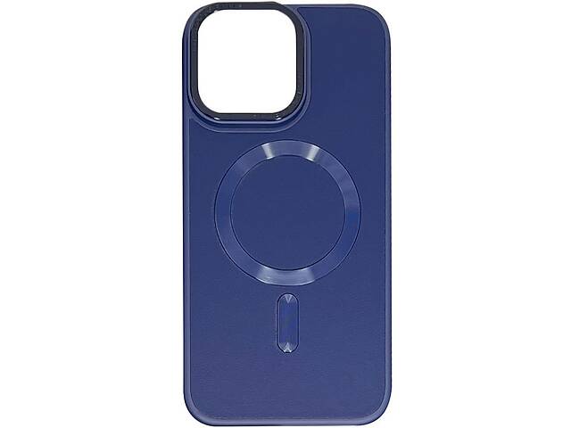 Кожаный чехол Epik Bonbon Leather Metal Style with MagSafe Apple iPhone 14 6.1' Синий / Navy Blue