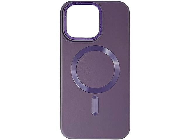Кожаный чехол Epik Bonbon Leather Metal Style with MagSafe Apple iPhone 14 6.1' Фиолетовый / Dark Purple
