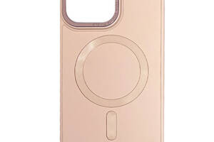 Кожаный чехол Epik Bonbon Leather Metal Style with MagSafe Apple iPhone 14 Plus 6.7' Розовый / Light pink