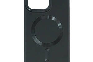 Кожаный чехол Epik Bonbon Leather Metal Style with MagSafe Apple iPhone 14 Pro 6.1' Черный / Black