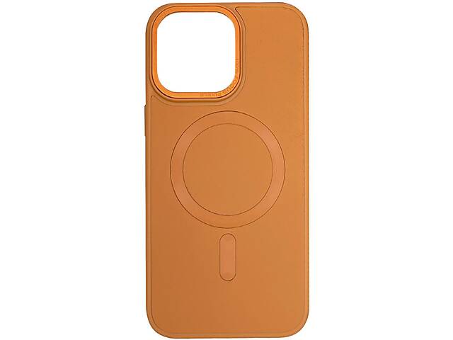 Кожаный чехол Epik Bonbon Leather Metal Style with MagSafe Apple iPhone 14 Pro 6.1' Коричневый / Brown