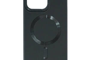 Кожаный чехол Epik Bonbon Leather Metal Style with MagSafe Apple iPhone 14 Pro Max 6.7' Черный / Black