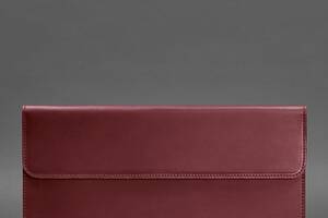 Кожаный чехол-конверт на магнитах для MacBook 13 Бордовый Crazy Horse BlankNote