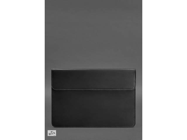 Кожаный чехол-конверт на магнитах для MacBook 13 Черный Crazy Horse BlankNote