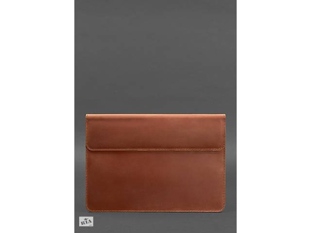 Кожаный чехол-конверт на магнитах для MacBook 13 Светло-коричневый Crazy Horse BlankNote