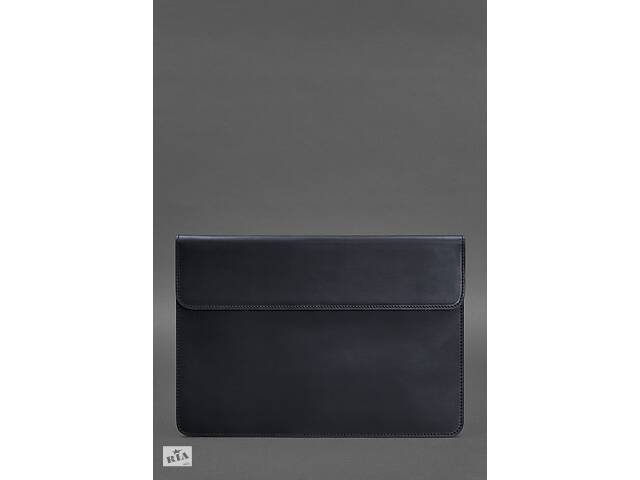 Кожаный чехол-конверт на магнитах для MacBook 13 Синий Crazy Horse BlankNote