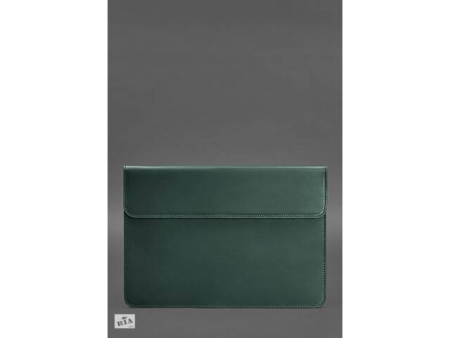 Кожаный чехол-конверт на магнитах для MacBook 13 Зеленый Crazy Horse BlankNote