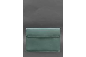 Кожаный чехол-конверт на магнитах для MacBook 14 Бирюзовый BlankNote