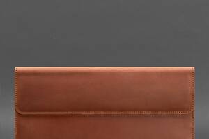 Кожаный чехол-конверт на магнитах для MacBook 14 Светло-коричневый Crazy Horse BlankNote