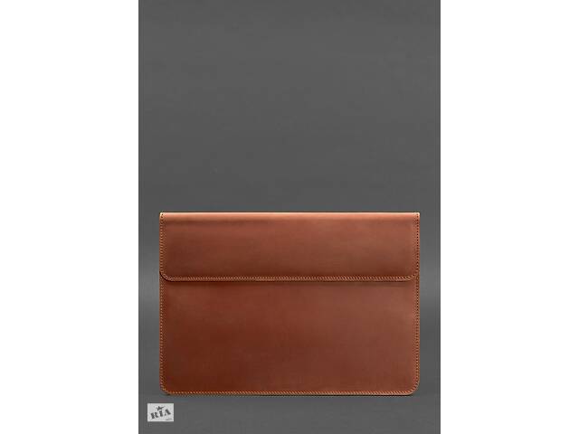Кожаный чехол-конверт на магнитах для MacBook 14 Светло-коричневый Crazy Horse BlankNote