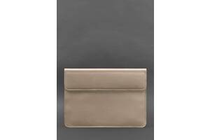 Кожаный чехол-конверт на магнитах для MacBook 14 Светло-бежевый BlankNote