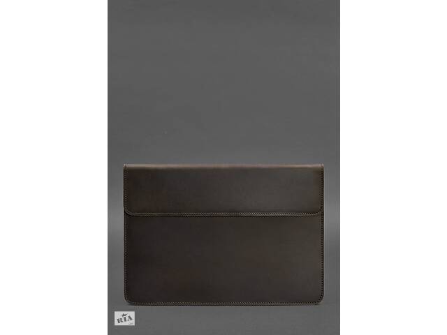 Кожаный чехол-конверт на магнитах для MacBook 14 Темно-коричневый Crazy Horse BlankNote