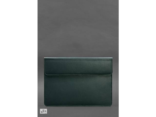 Кожаный чехол-конверт на магнитах для MacBook 14 Зеленый BlankNote