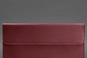 Кожаный чехол-конверт на магнитах для MacBook 15 дюйм Бордовый Crazy Horse BlankNote