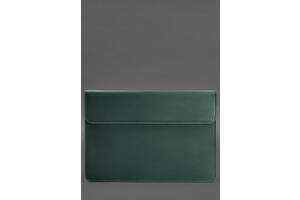 Кожаный чехол-конверт на магнитах для MacBook 15 дюйм Зеленый Crazy Horse BlankNote