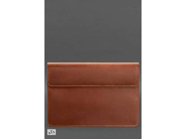 Кожаный чехол-конверт на магнитах для MacBook 16 дюйм Светло-коричневый Crazy Horse BlankNote