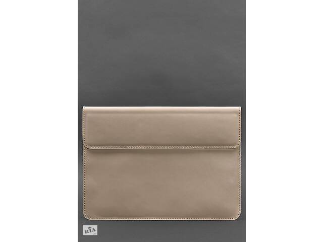 Кожаный чехол-конверт на магнитах для ноутбука Универсальный Светло-бежевый BlankNote