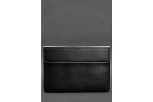 Кожаный чехол-конверт на магнитах для ноутбука Универсальный Черный BlankNote