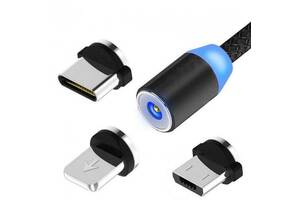 Магнитный кабель 3в1 USB 1м на Micro+Iphone+Type-C