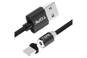 Магнитный кабель для зарядки гаджетов Topk USB 2m 2.4A 360° (TK17i-VER2) Llightning Black (3866-10890a)