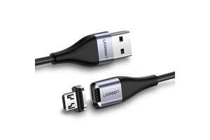 Магнитный кабель Micro USB Ugreen для зарядки и передачи данных 1 м Черный (60207+60209d2)