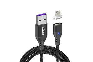 Магнитный кабель с наконечником для зарядки и передачи данных PZOZ Micro-USB 5А 1 м Черный