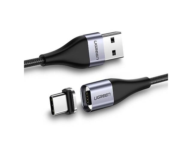 Магнитный кабель USB Type-C Ugreen для зарядки и передачи данных 1 м Черный (60207+60210)