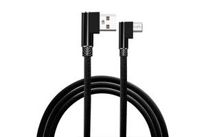 Micro usb кабель c Г-образными разъёмами - 2 метра, черный