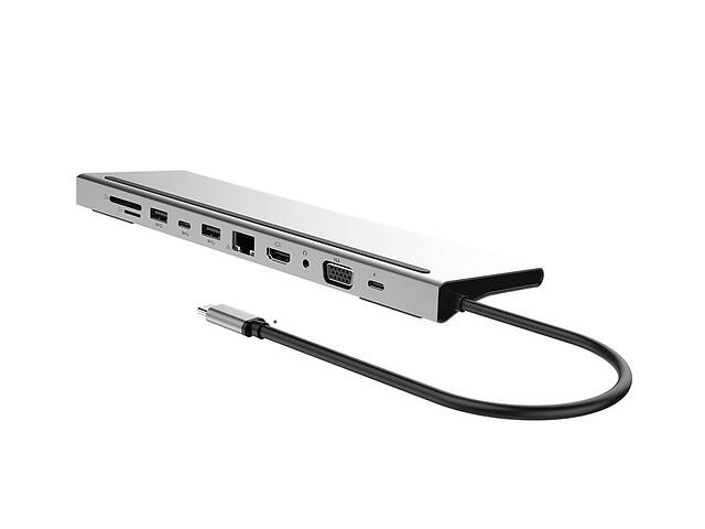 Многопортовый хаб для ноутбука Digital Lion Addap 11в1 USB Type-C MH-01: HDMI + USB A + PD + USB C + SD + RJ45 + VGA...